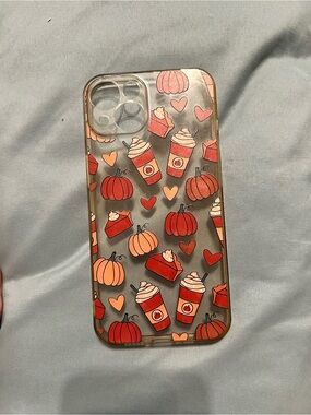 Clear Pumpkin Spice Pattern Phone Case - Orange & Red